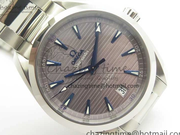 0223 Aqua Terra 150M Master Chronometers VSF 1:1 Best Edition Gray Dial Blue Hand on SS Bracelet A8900 Super Clone Trendsetting 8006